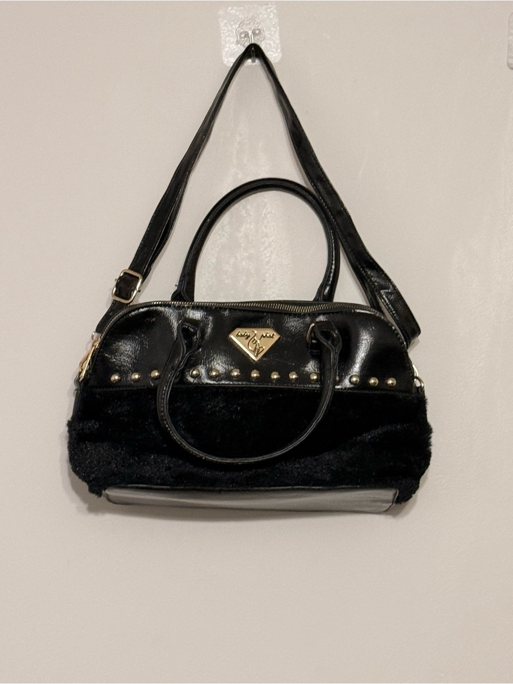 Baby Phat Black Shoulder Bag with Gold Hardware